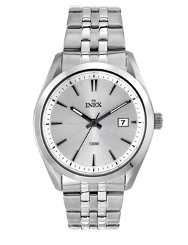 A12173S4I, INEX [IS106] HERRE STÅL M LÆNKE DATO 10ATM SP. MODEL Quartz Herre m/lænke