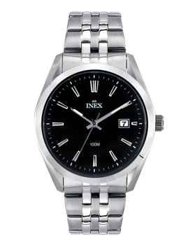 A12173S5I, iNEX HERRE STÅL M LÆNKE DATO 10 ATM SP. MODEL Quartz Herre m/lænke