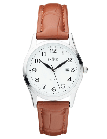 A56551S0A, INEX DAME STÅL M/BRUN REM Quartz Dame m/rem