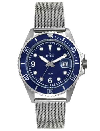A69512-3S8P, INEX HERREUR - STÅL MED MESH LÆNKE Quartz Herre m/lænke