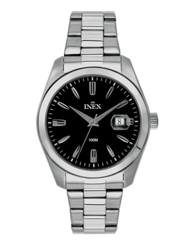 A69528S5I, INEX HERRE STÅL M LÆNKE 10ATM DATO Quartz Herre m/lænke