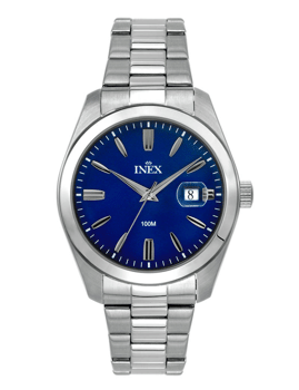A69528S8I, INEX HERRE STÅL M LÆNKE 10ATM DATO Quartz Herre m/lænke
