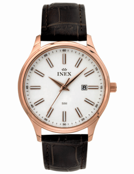 Classic Rosa forgyldt quartz herre ur fra Inex, A76202D4I