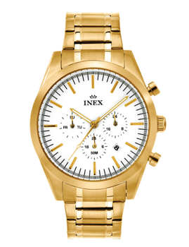 A76204-1D0I, INEX HERRE DOUBLE M LÆNKE DATO CHRONGRAF Quartz Herre m/lænke