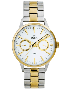 Classic Tofarvet rustfri stål quartz herre ur fra Inex, A76206B0I
