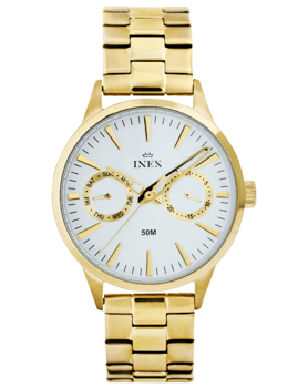 Classic Forgyldt rustfri stål quartz herre ur fra Inex, A76206D7I
