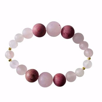 Sten elastik armbånd rosa quarts, jaspis