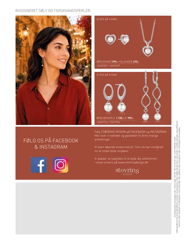 Støvring Design smykkekatalog 2026/27, side 32: Rhodineret sølv og ferskvandsperler