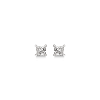 Sølv ørestikker med firkantede, klare zirkonia-sten på 3 mm, skinnende og elegante i designet.
