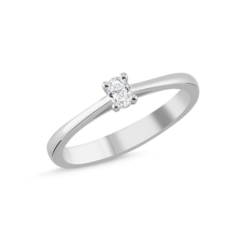 14 kt hvidguld The One Oval ring med i alt 0,13 ct Diamant Wesselton SI