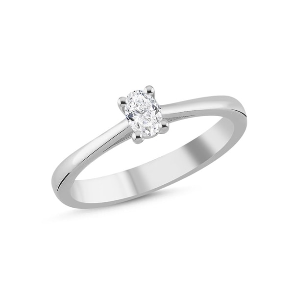 14 kt hvidguld The One Oval ring med i alt 0,23 ct Diamant Wesselton SI