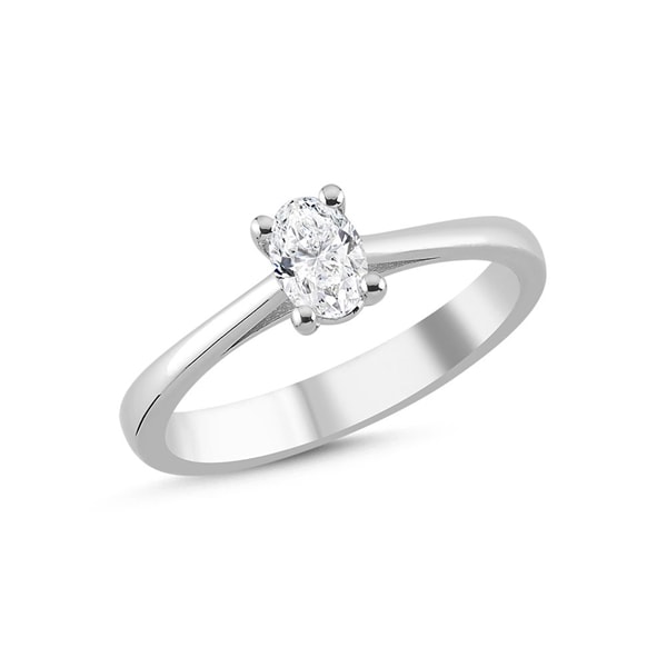 14 kt hvidguld The One Oval ring med i alt 0,33 ct Diamant Wesselton SI
