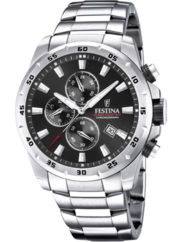 Festina F20463/4 ur med sort skive, tre subskiver, metalrem og vandtæthed op til 10 ATM.