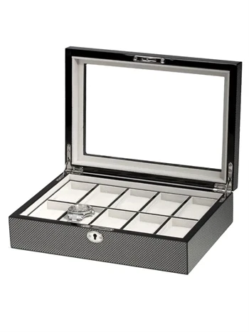 Rothenschild Watch Box RS-2071-10CA for 10 Watches carbon Watchbox