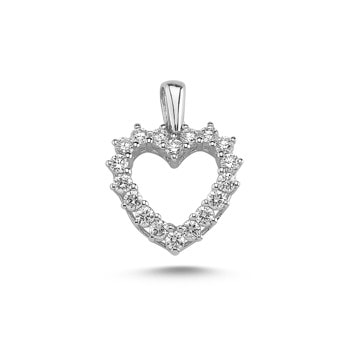 Nuran 14 kt hvidguld vedhæng, fra Diamond Hearts serien med 18 stk 0,03 ct Wesselton / SI