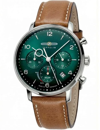 Zeppelin 8086-4N Hindenburg LZ129 Chronograph herre ur Solar 41mm 5ATM 