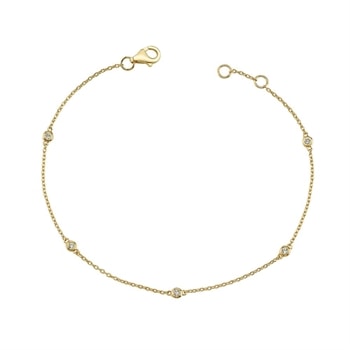 Nuran 14 kt rødguld armbånd med 5 diamanter, ialt 0,125 ct W/SI